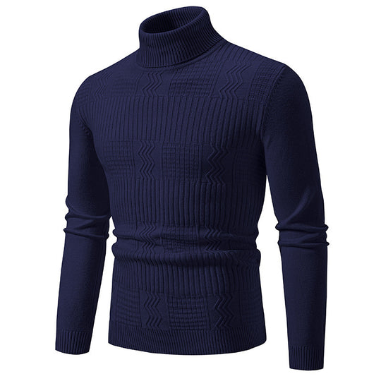 Herren nan strukturierter Rollkragenpullover aus feinem Strickmix mit körpernaher Passform EB
