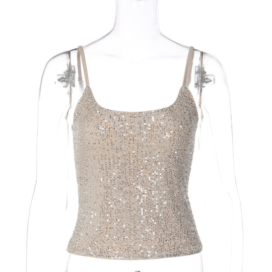 Damen Glitzerndes Spaghetti-Top mit schmalen Trägern EB