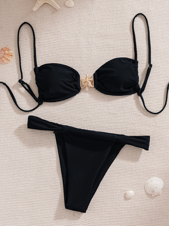Damen Push-Up Bikini mit glamourösem Gold-Detail EB