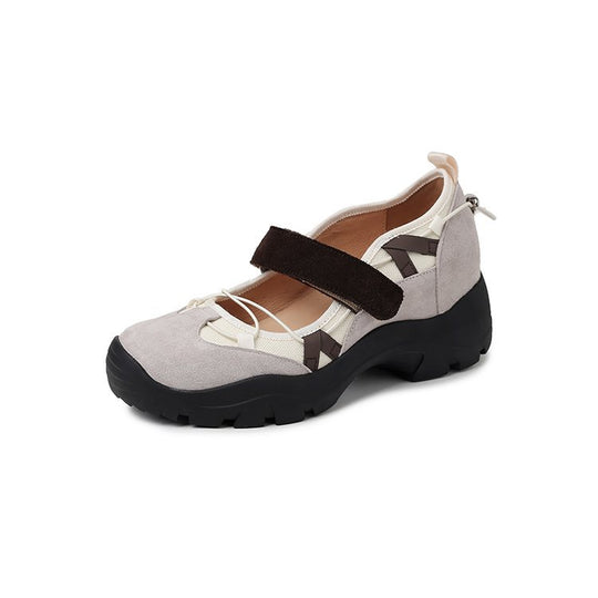 Damen modische Slipper mit verstellbarem Klettverschluss und robustem Sohlenprofil EB