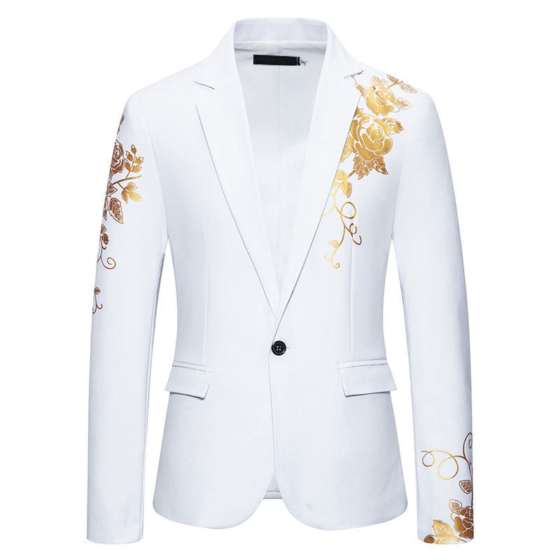 Herren eleganter Blazer mit floralem Stickdesign und feinen Details EB