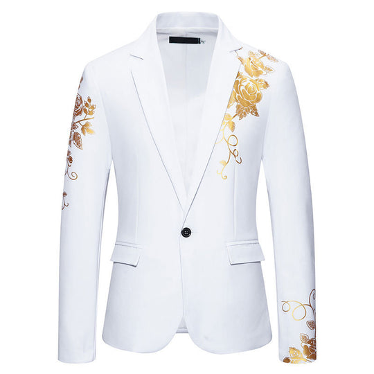 Herren eleganter Blazer mit floralem Stickdesign und feinen Details EB