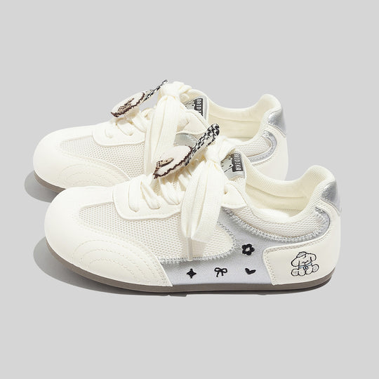 Damen Sportliche Sneakers mit verspieltem Tiermotiv und atmungsaktiver Mesh-Oberfläche EB