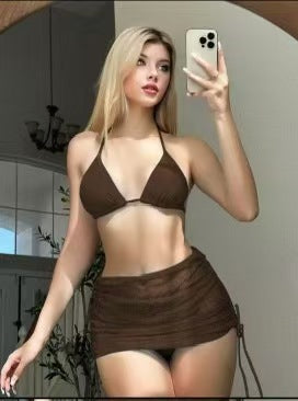 Damen Bikini-Set mit verstellbaren Trägern und transparentem Wickelrock EB
