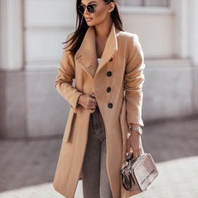 EB | Damen Lange Warme Trench Mantel - Winter