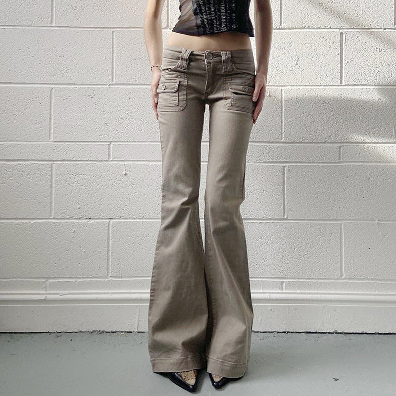 Damen Flared Cargo-Hose mit modischem Schnitt und praktischen Taschen EB