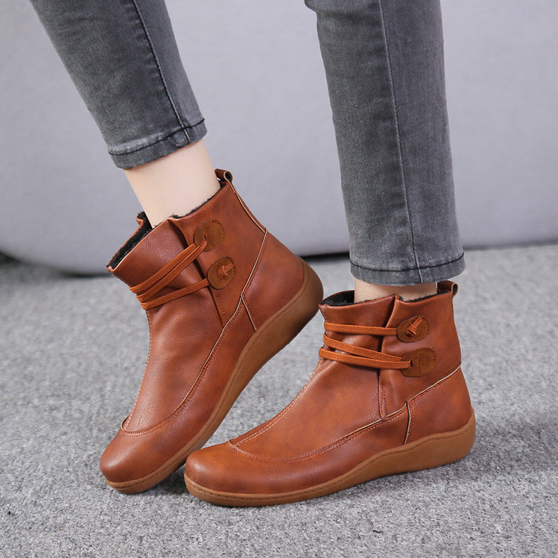 Damen modische Winterstiefeletten mit modernem Schnürdesign und rutschfester Sohle EB