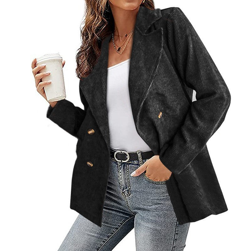 Damen Modernes Cordblazer mit lässigem Schnitt und praktischen Taschen EB