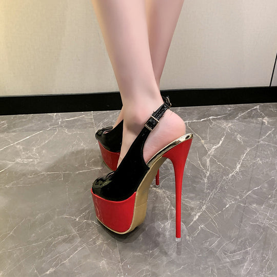 Damen Peeptoe High Heels mit offenem Fersenbereich und Stiletto-Absatz EB
