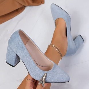 Damen Elegante Pumps mit modernem Blockabsatz EB