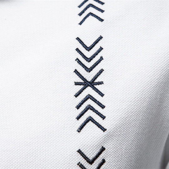 Herren nan legeres Polo mit kurzer Knopfleiste, gesticktem Pfeilmotiv-Panel und Stehkragen EB