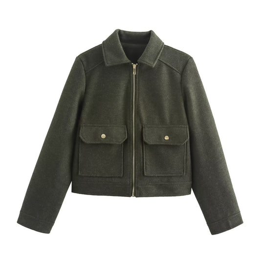 Damen stylische Bomberjacke mit praktischen aufgesetzten Taschen EB
