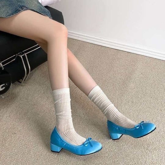 Damen Ballettschuhe mit flexiblem Absatz und zierlichem Schleifendetail EB