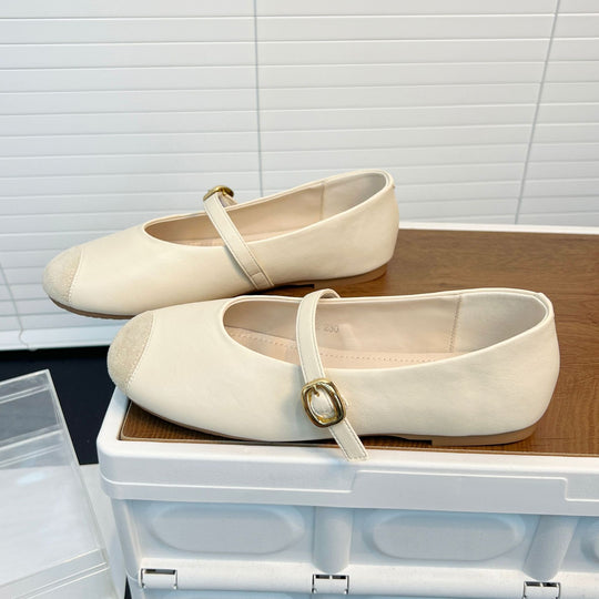 Damen elegante Ballerinas mit dekorativem Riemen und edler Schnallenverzierung EB