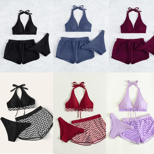 Damen Sport-Bikini-Set mit hoch geschnittenem Oberteil und komfortablen Shorts EB