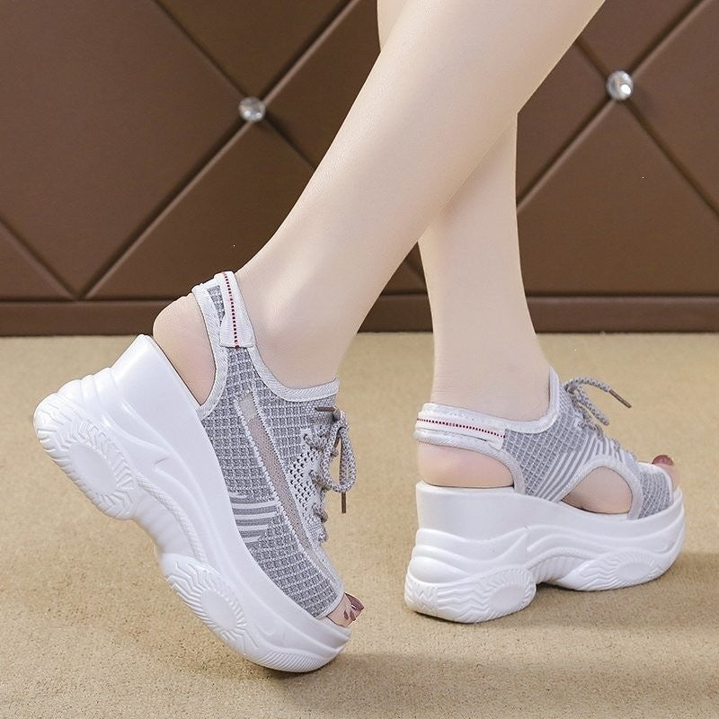Damen Sportliche Plateau-Sandalen mit atmungsaktiver Obermaterial EB