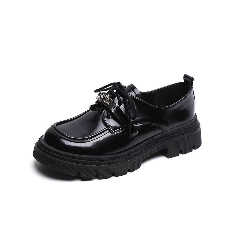 Damen modische Schnürschuhe mit blockartigem Absatz und eleganter Schnallenverzierung EB