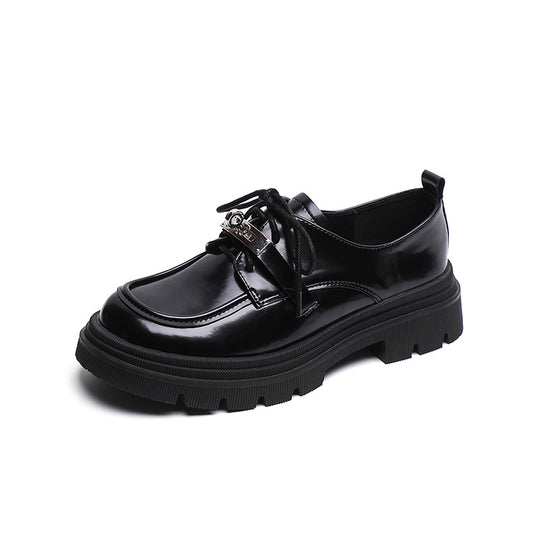 Damen modische Schnürschuhe mit blockartigem Absatz und eleganter Schnallenverzierung EB