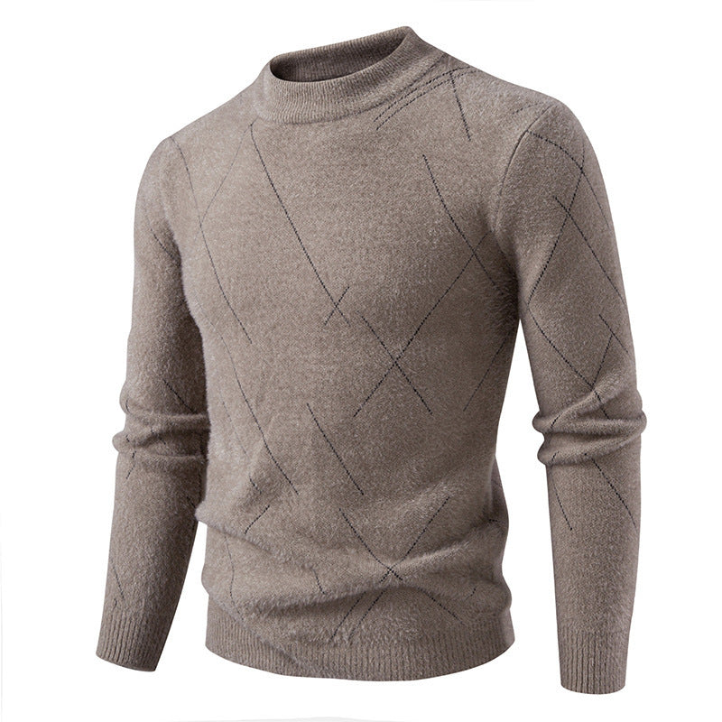 Herren Feiner Strickpullover mit modernem Zopfmuster EB