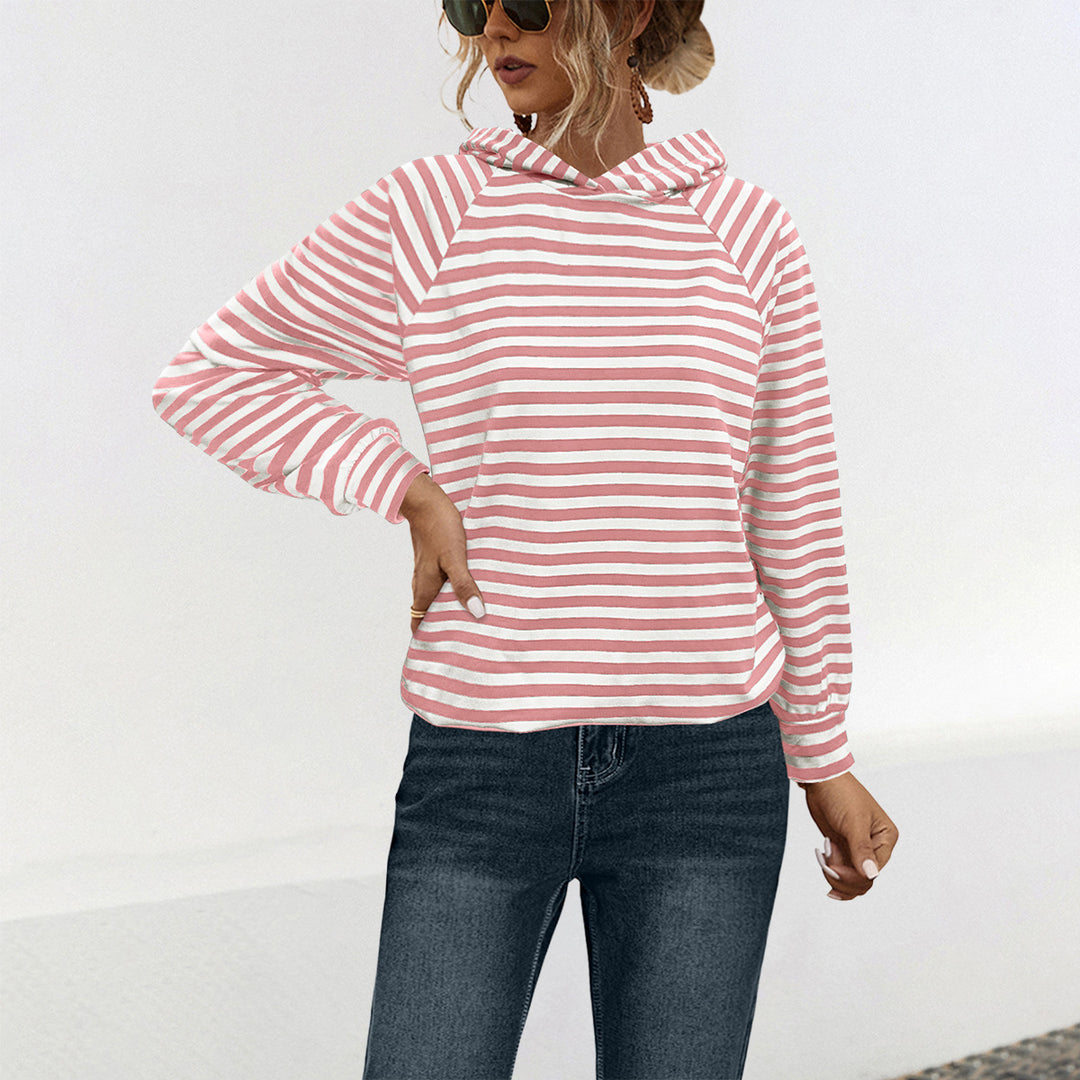 Damen Kapuzensweatshirt mit gestreiftem Design und modernem Schnitt EB