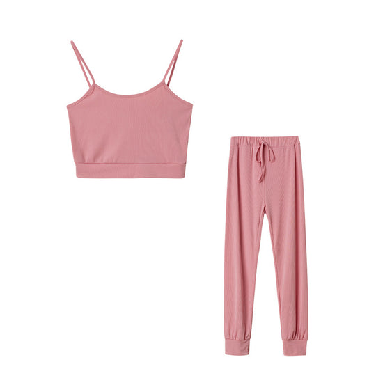 Frauen Ribbed Cropped Lounge Set EB