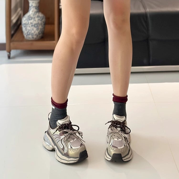 Damen Modische Chunky Sneakers mit dämpfender Sohle und atmungsaktivem Obermaterial EB