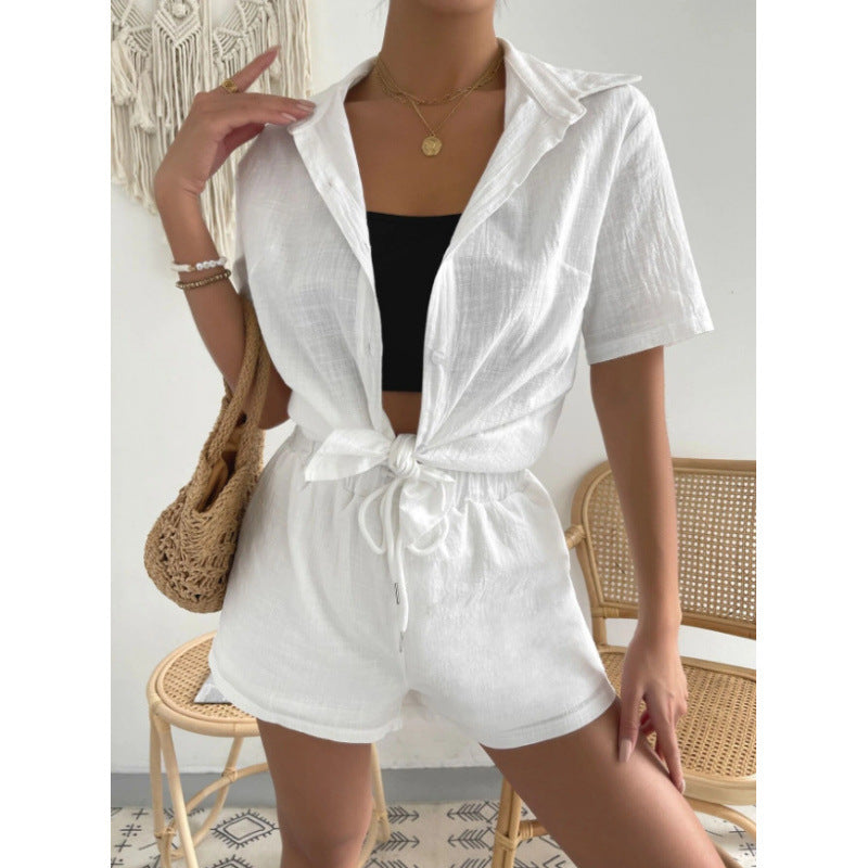 Damen Chice Loungewear-Kombination bestehend aus leichtem, atmungsaktivem Hemd und Shorts EB