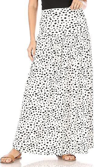 Damen Maxi-Rock mit elastischem Bund und Taschen EB