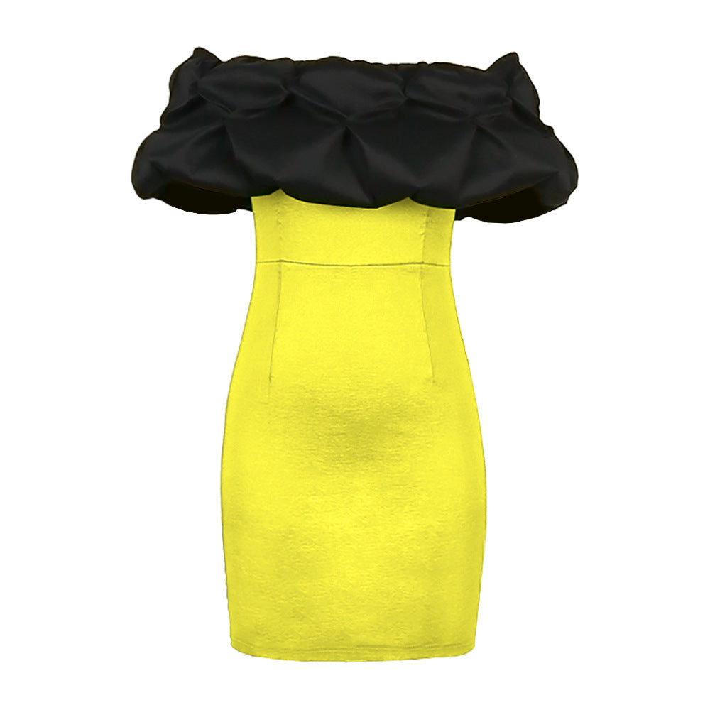 Damen Elegantes Kleid mit voluminösem Kragen und figurbetontem Schnitt EB