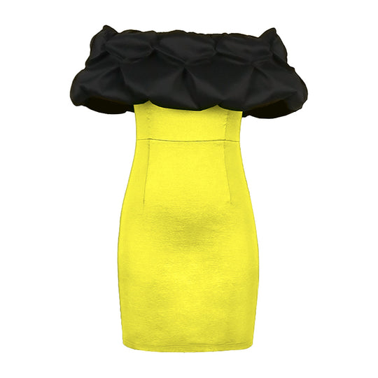 Damen figurbetontes Kleid mit voluminösem Rüschensaum EB