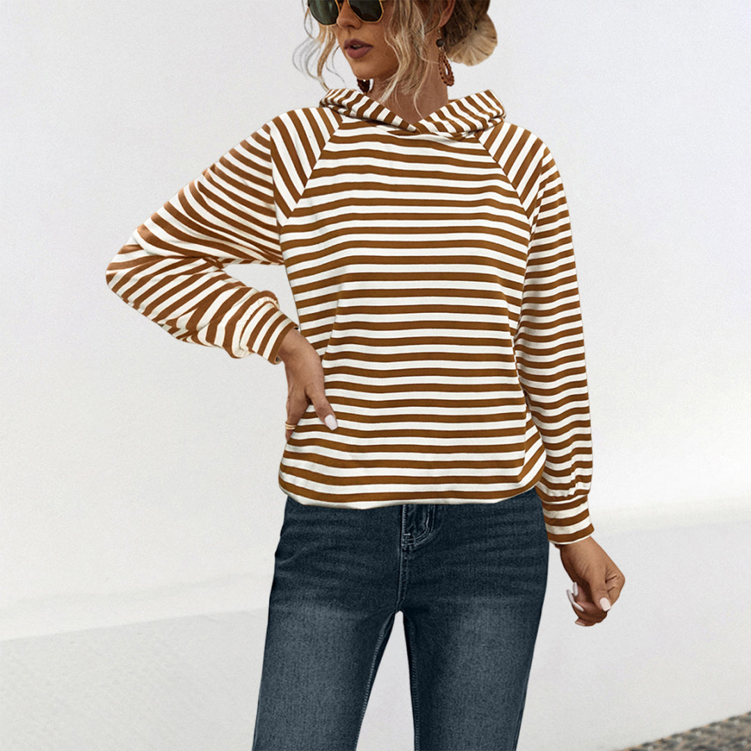 Damen Kapuzensweatshirt mit gestreiftem Design und modernem Schnitt EB