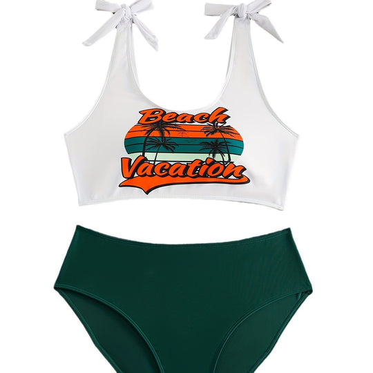 Damen Crop-Top-Bikini-Set mit verspielten Schleifen EB