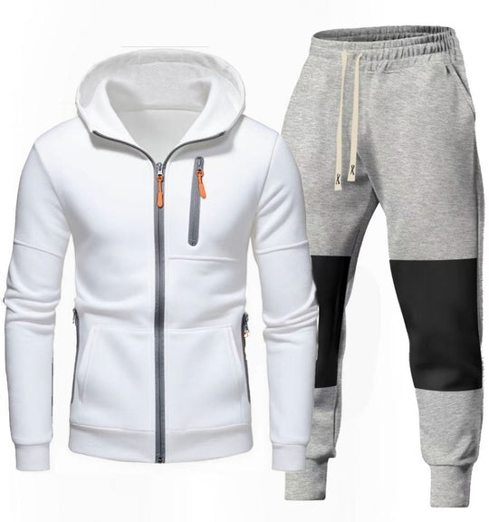 Herren Sportliches Hoodie- und Jogginghose-Set mit Funktionalen Reißverschlusstaschen EB
