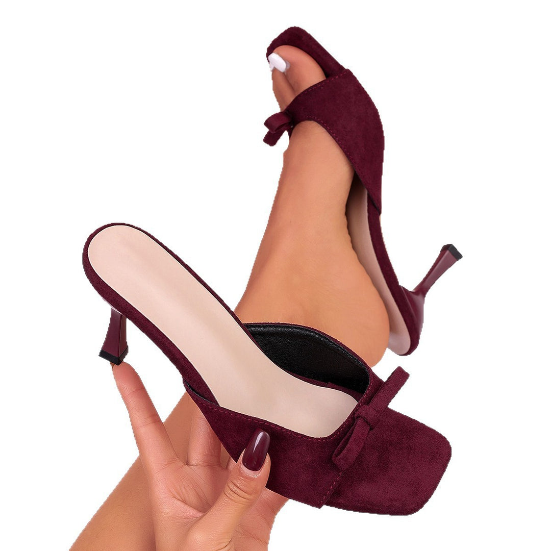 Damen Slingback Absatzsandalen mit dekorativem Schleifen-Design EB