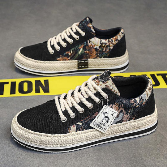 Damen lässige Baumwoll-Sneaker mit Jute-Details EB
