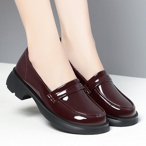 Damen Modische Slipper mit glänzender Oberfläche und blockiertem Absatz EB