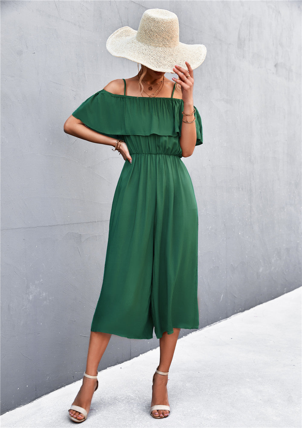 Damen eleganter Jumpsuit mit Off-Shoulder Design und lässigem Schnitt EB