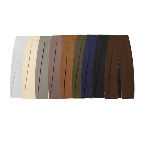 Damen elegante weite Hose mit feinen Falten EB