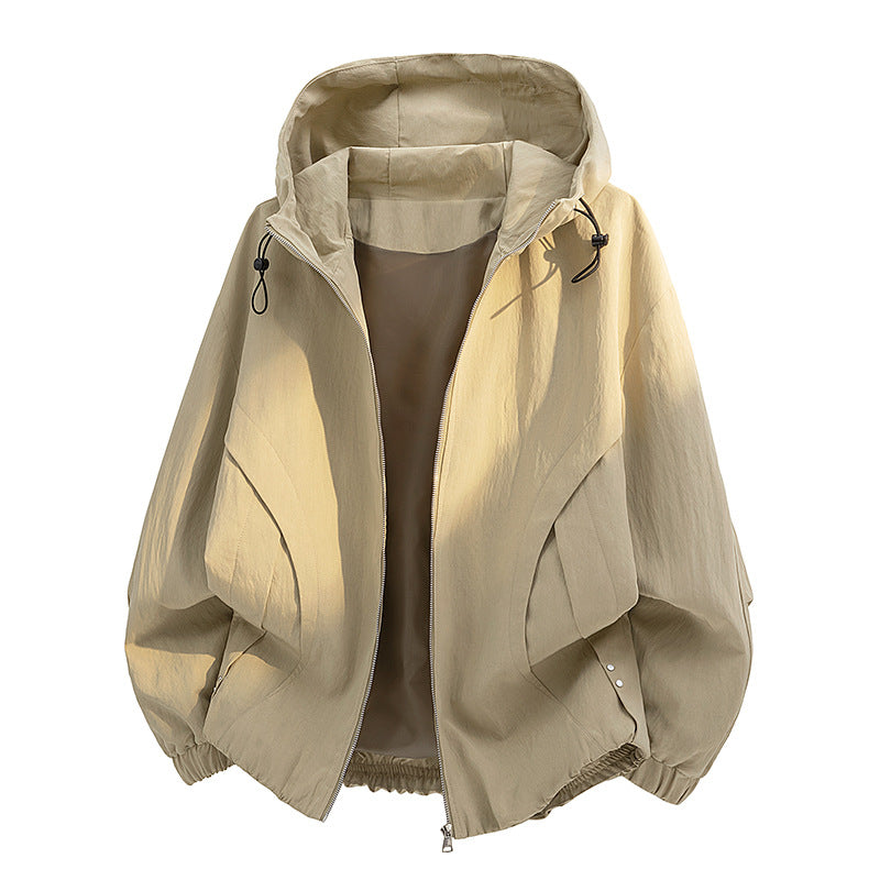 Unisex windabweisende Oversize-Kapuzenjacke aus Microfaser mit elastischem Saum EB