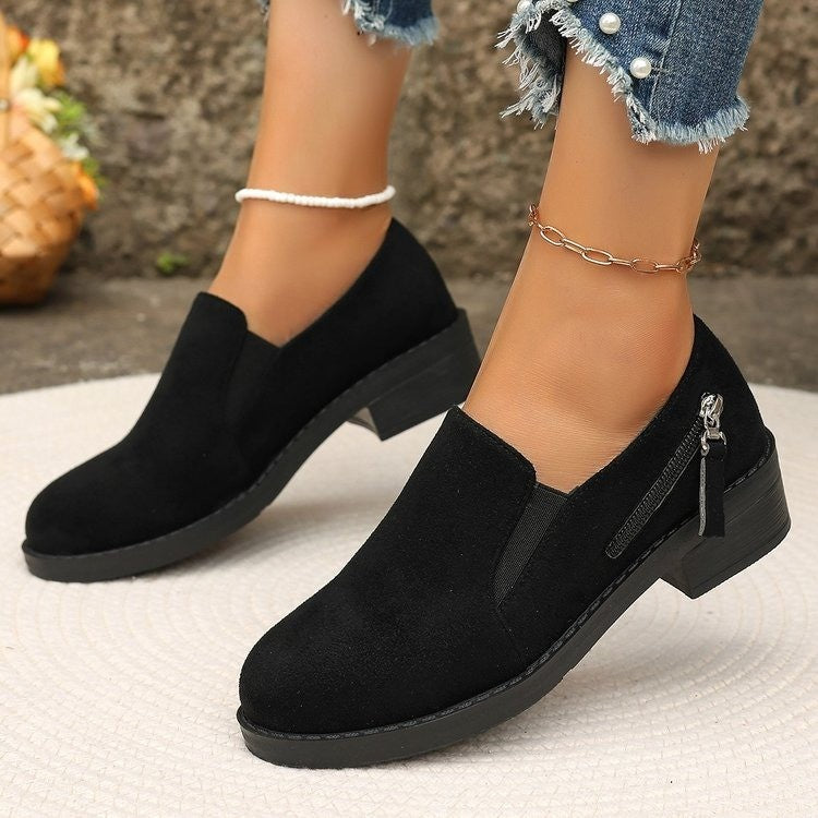 Damen modische Stiefeletten mit seitlichem Reißverschluss und ergonomischer Sohle EB
