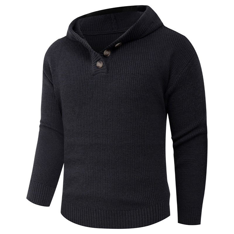 Herren Pullover mit Schalkragen und Holzknöpfen EB