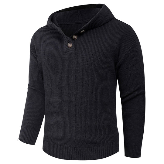 Herren Pullover mit Schalkragen und Holzknöpfen EB