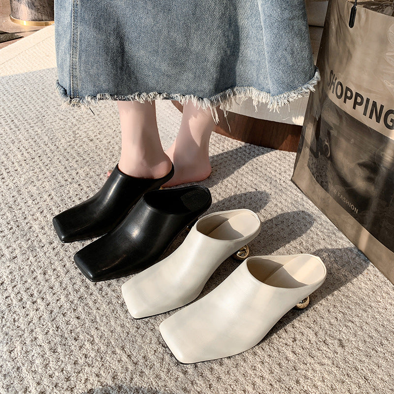 Damen Elegante Mules mit modischem Kugelabsatz EB