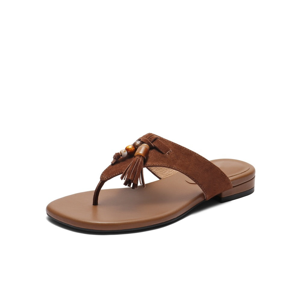 Damen Zehentrenner-Sandalen mit modischem Quastendetail und eleganter Riemenfront EB