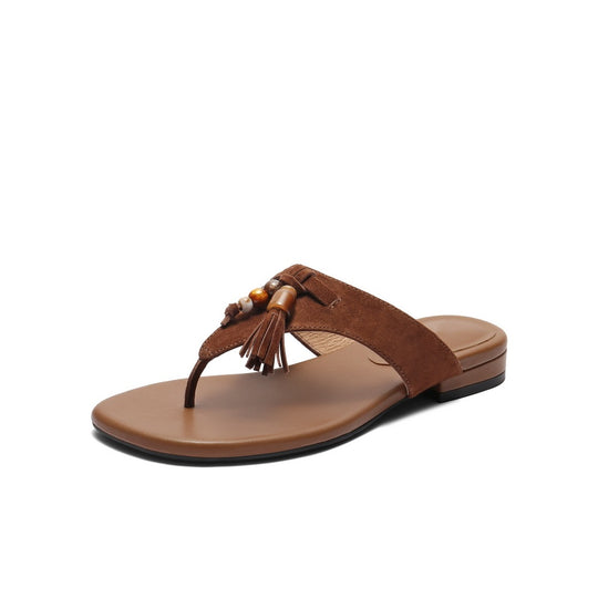 Damen Zehentrenner-Sandalen mit modischem Quastendetail und eleganter Riemenfront EB