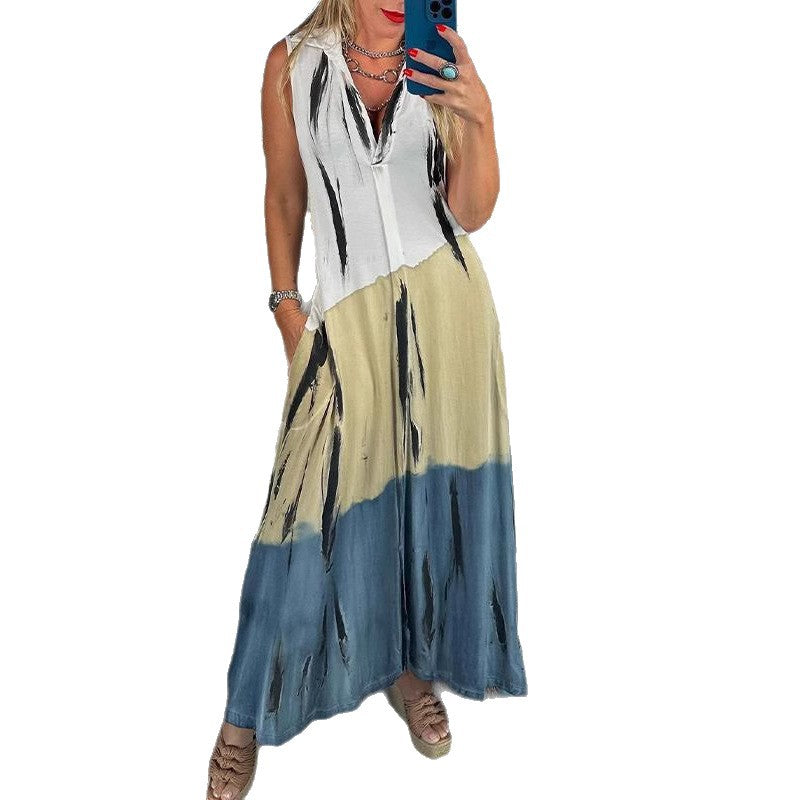 Damen Maxikleid mit innovativem Farbverlauf und praktischem Taschendesign Heidi-Mode