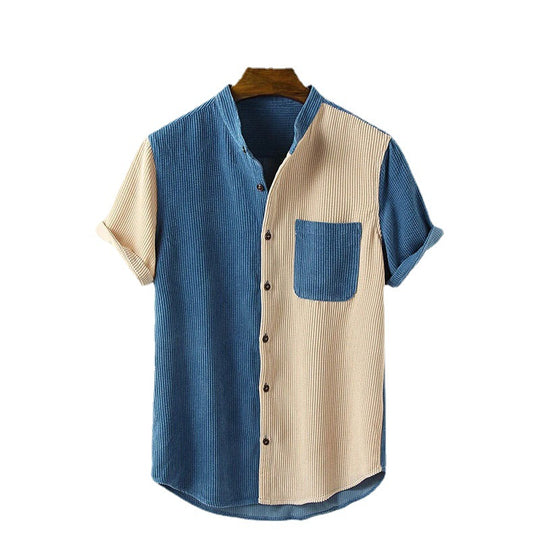Herren Kurzarm Hemd mit strukturiertem Design und Knopfleiste EB