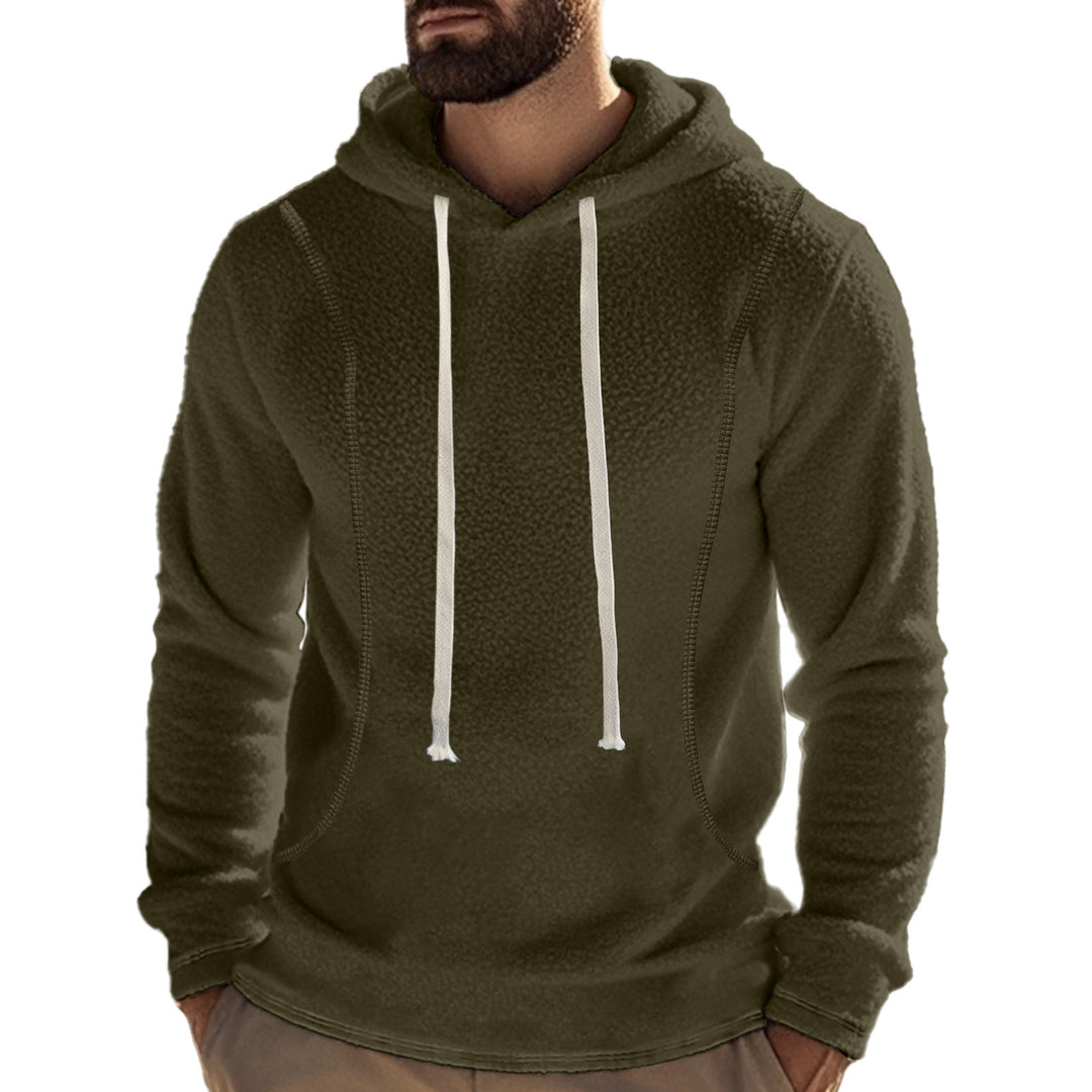 Herren bequemer Fleece Kapuzenpullover mit hohem Kragen und praktischer Kängurutasche EB
