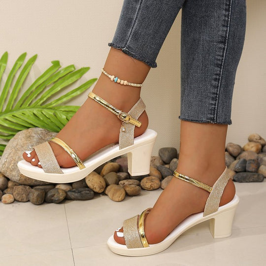 Damen Elegante Slingback Sandalen mit glitzerndem Detail EB