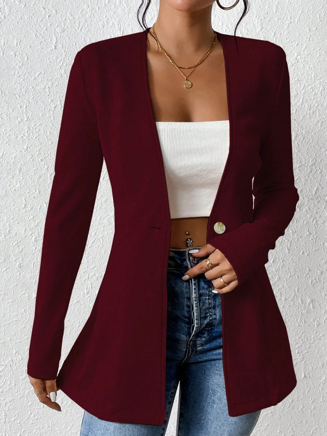 Damen elegante Blazerjacke mit asymmetrischem Schnitt EB